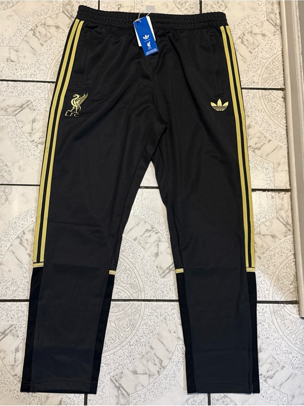 New Adidas Liverpool FC LFSTLR Track Pants Carbon Gold Men's Size XL KC7800